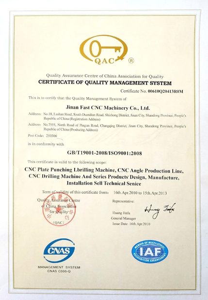 China Jinan FAST CNC Machinery Co., Ltd certification